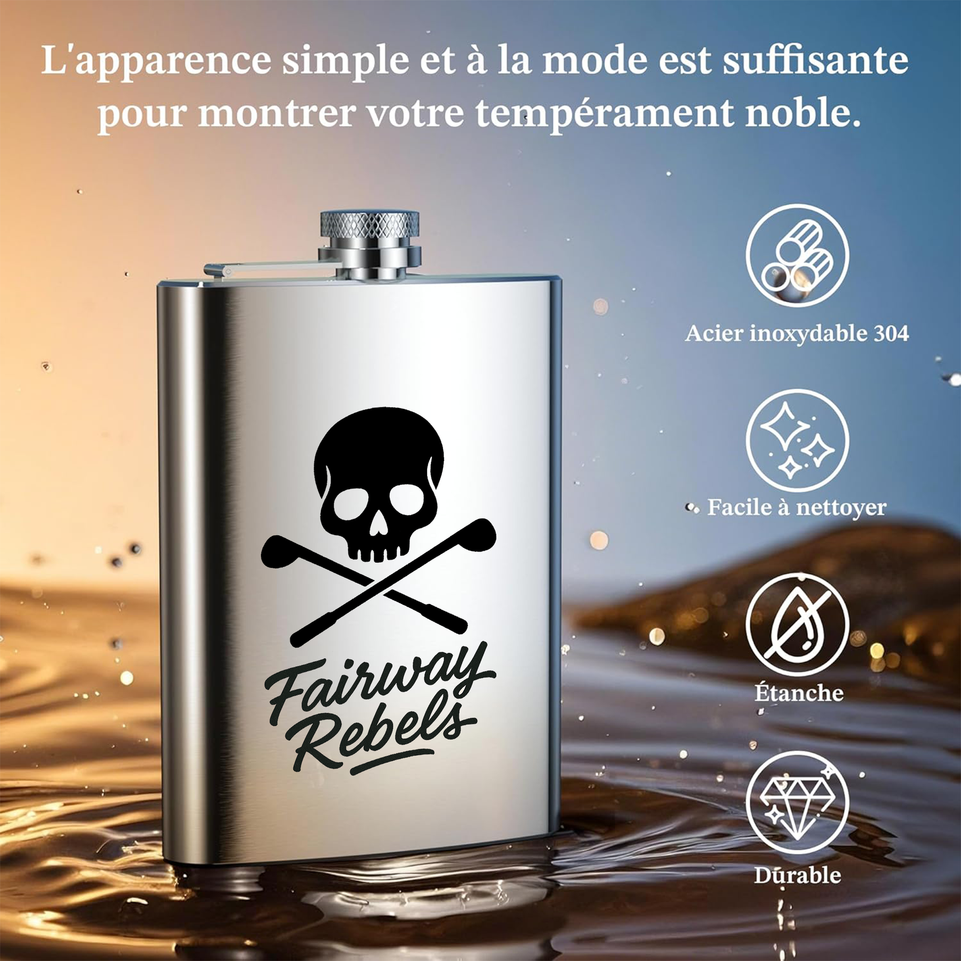 Flasque incurvée en inox – Fairway Rebels - Fairway Rebels golf