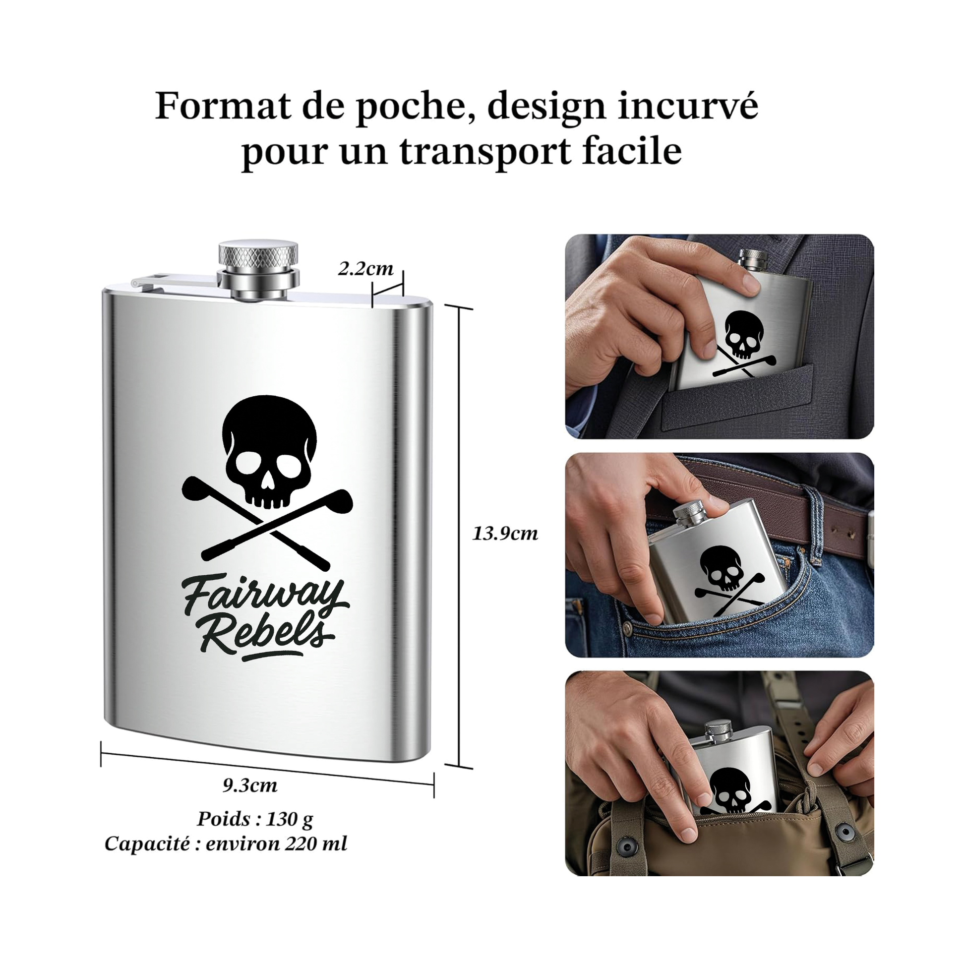 Flasque incurvée en inox – Fairway Rebels - Fairway Rebels golf