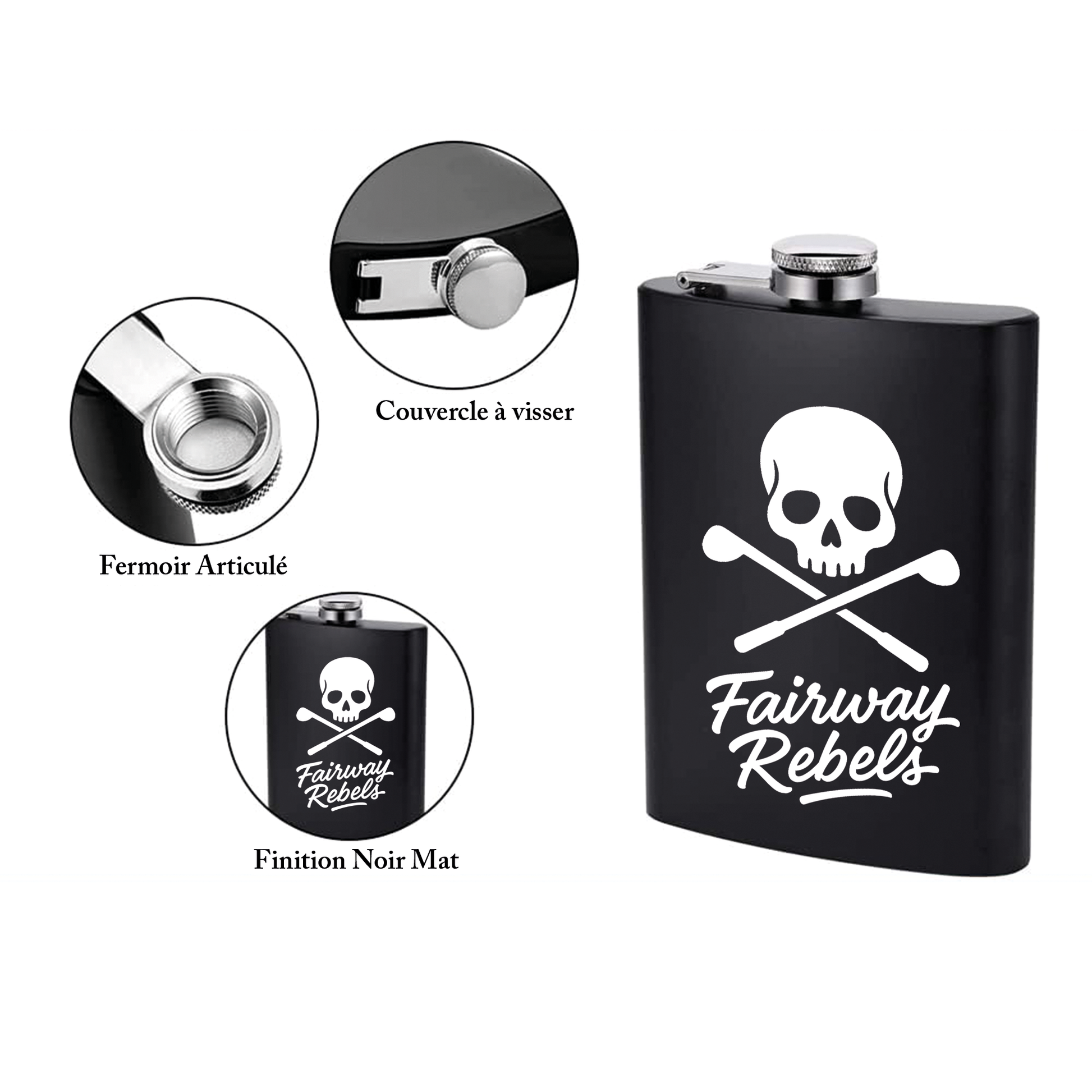 Flasque incurvée Noir Mat – Fairway Rebels - Fairway Rebels golf