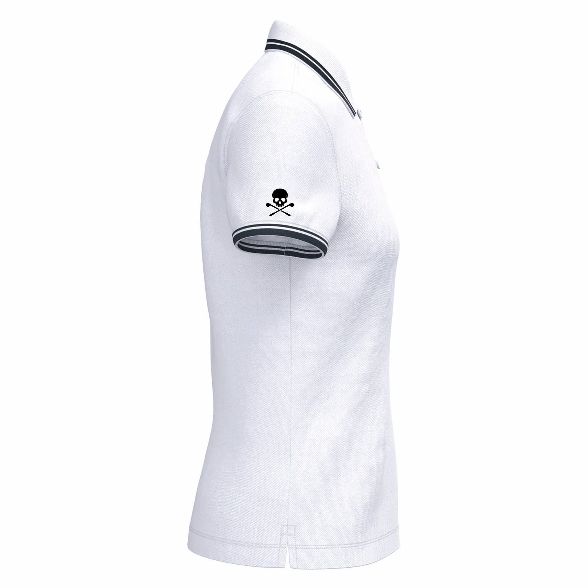 Polo de golf Femme Blanc lisérés Bleu Marine - Fairway Rebels golf