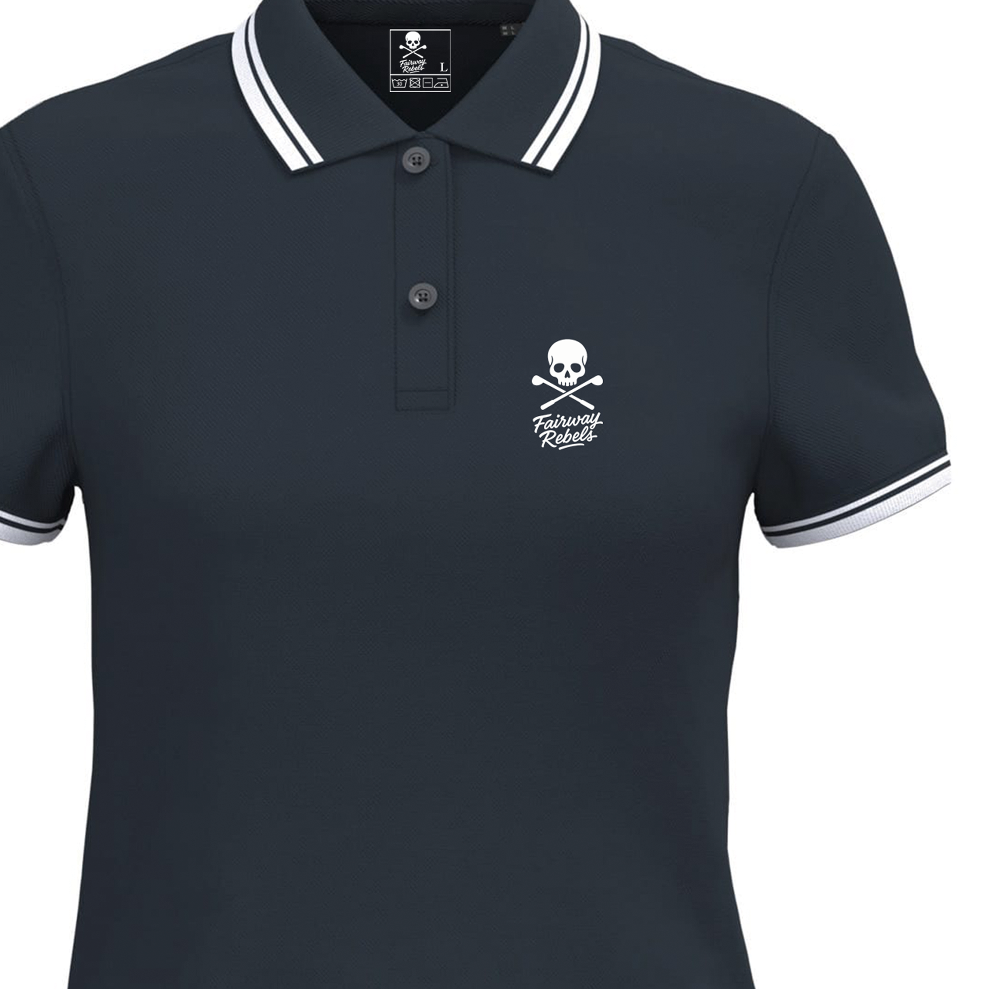 Polo de golf Femme Bleu Marine Liserés Blanc - Fairway Rebels golf