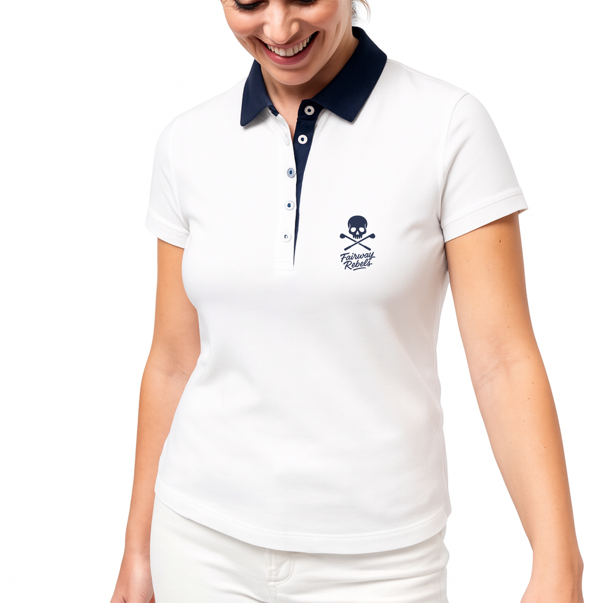 Polo Golf Femme SKULL Blanc Fairway Rebels - Fairway Rebels golf