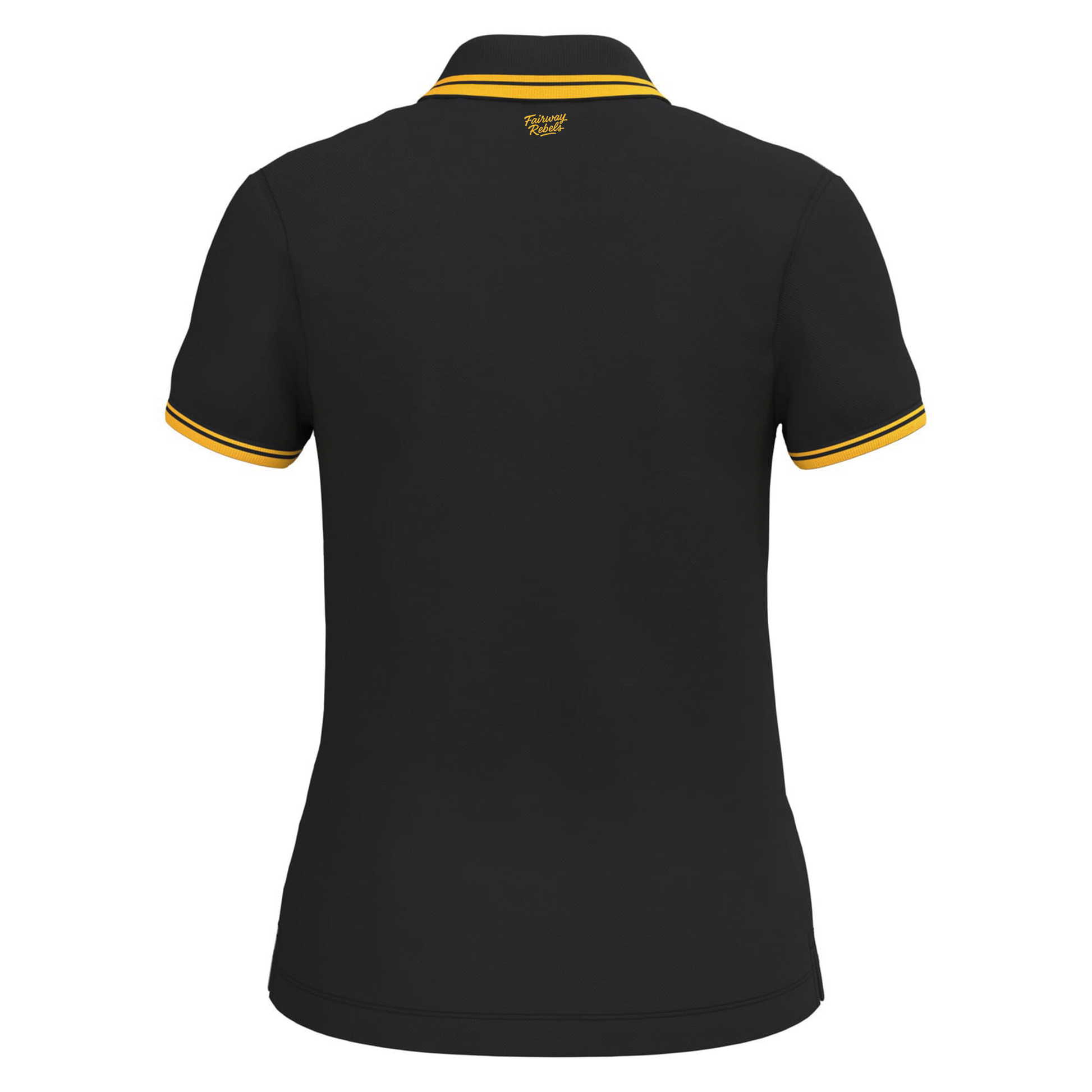 Polo de golf Femme Noir Liserés Jaune - Fairway Rebels golf