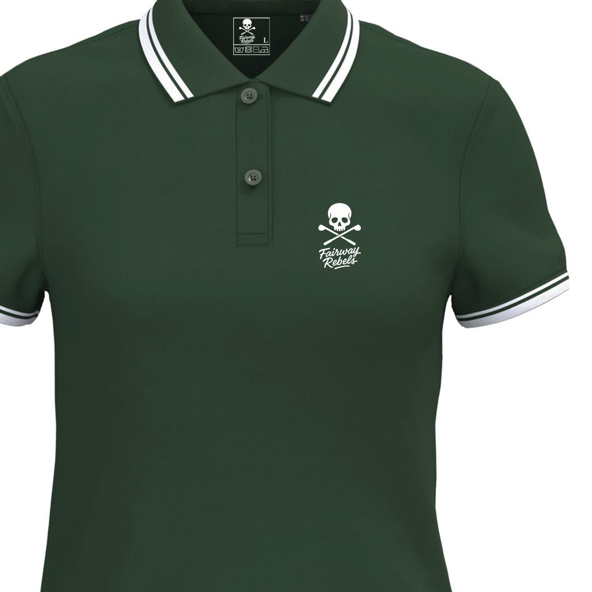 Polo de golf Femme Vert Liserés Blanc - Fairway Rebels golf