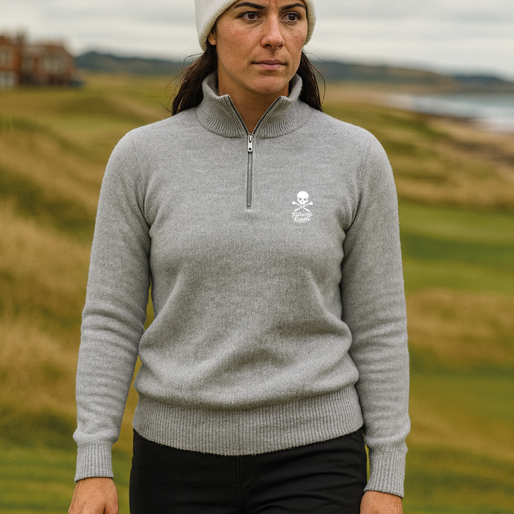 Pull 1/4 Zip Femme Gris Clair - Fairway-Rebels - Fairway Rebels golf