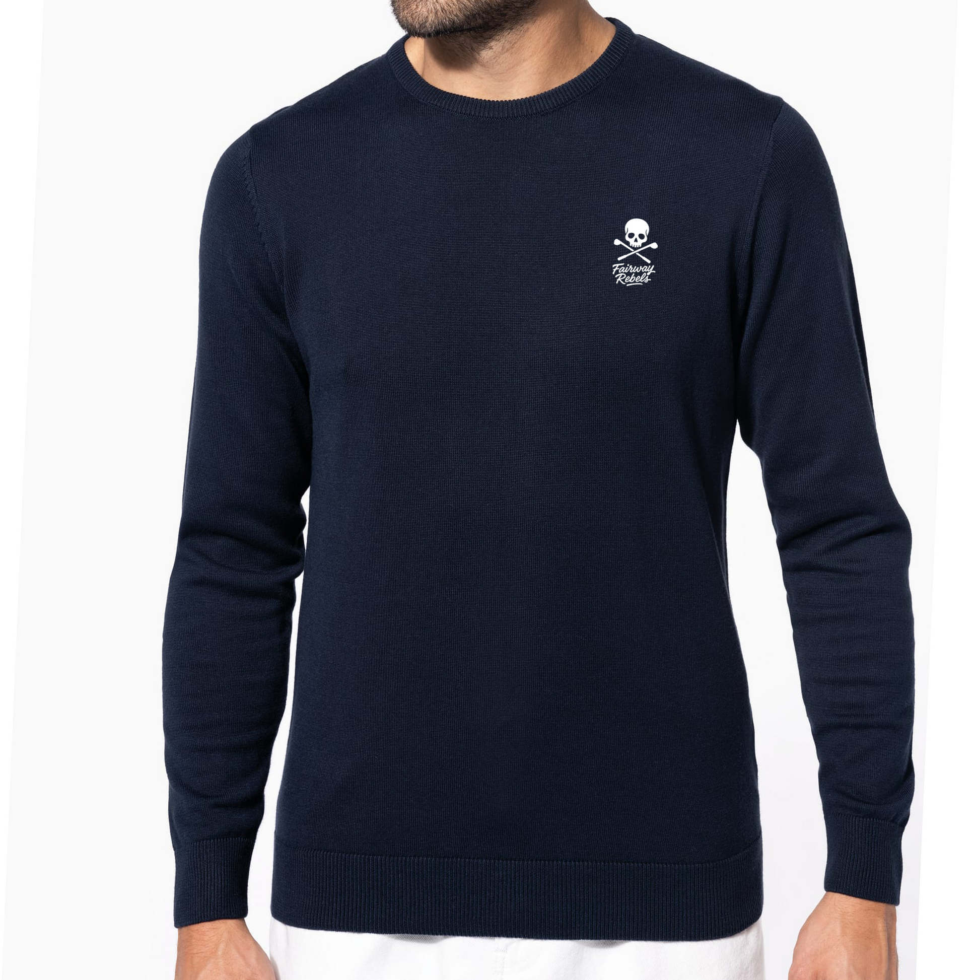Pull Col Rond Homme Skull Bleu Marine - Fairway Rebels golf