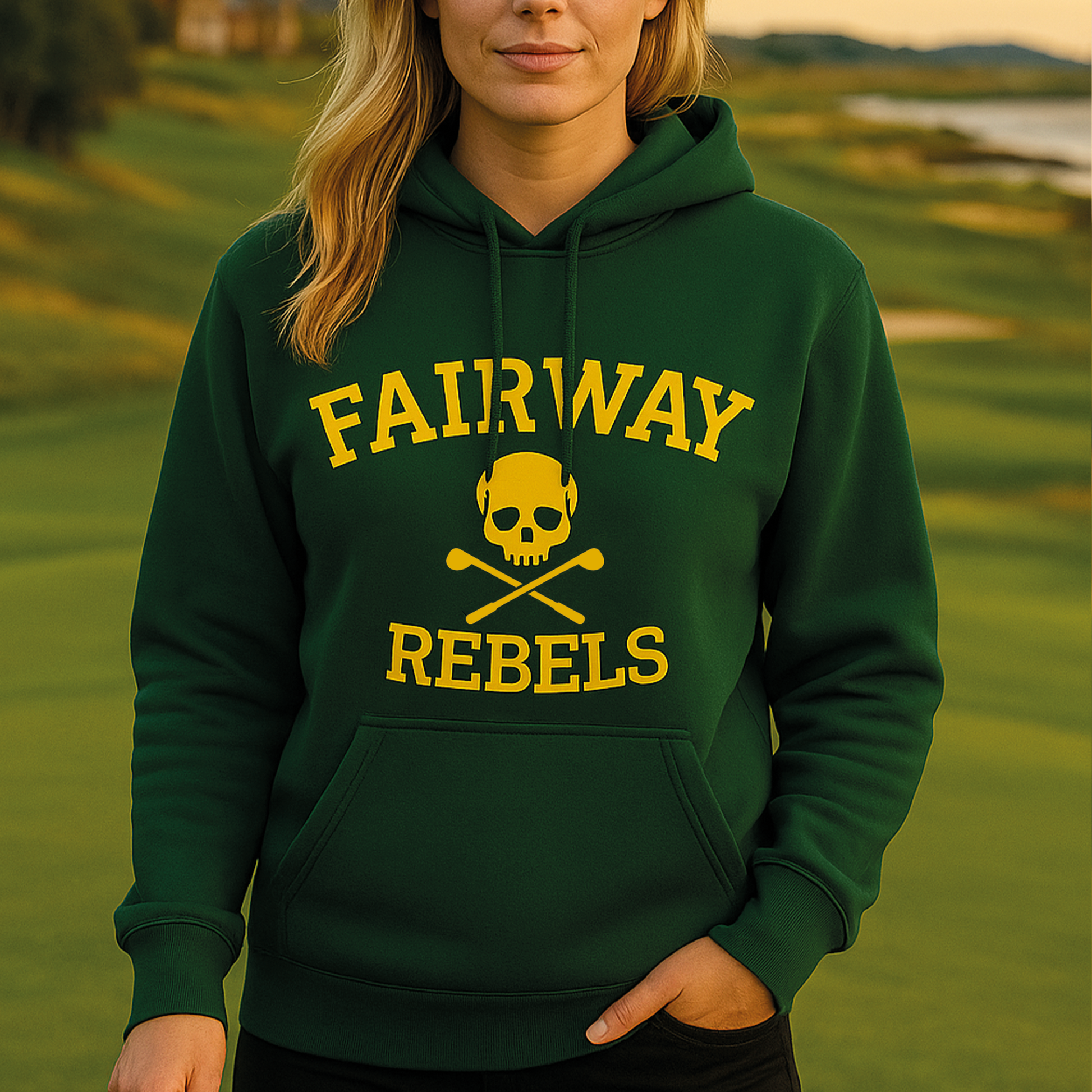 Sweat à Capuche Femme Vert Original - Fairway Rebels golf