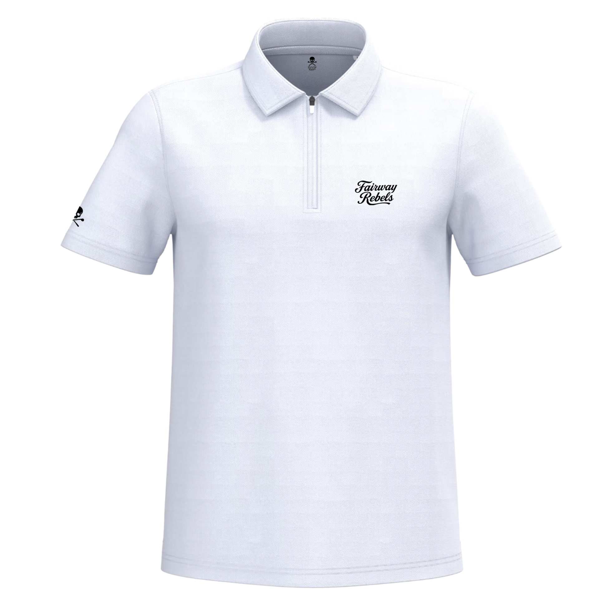 Polo Golf homme blanc 1/4 zip