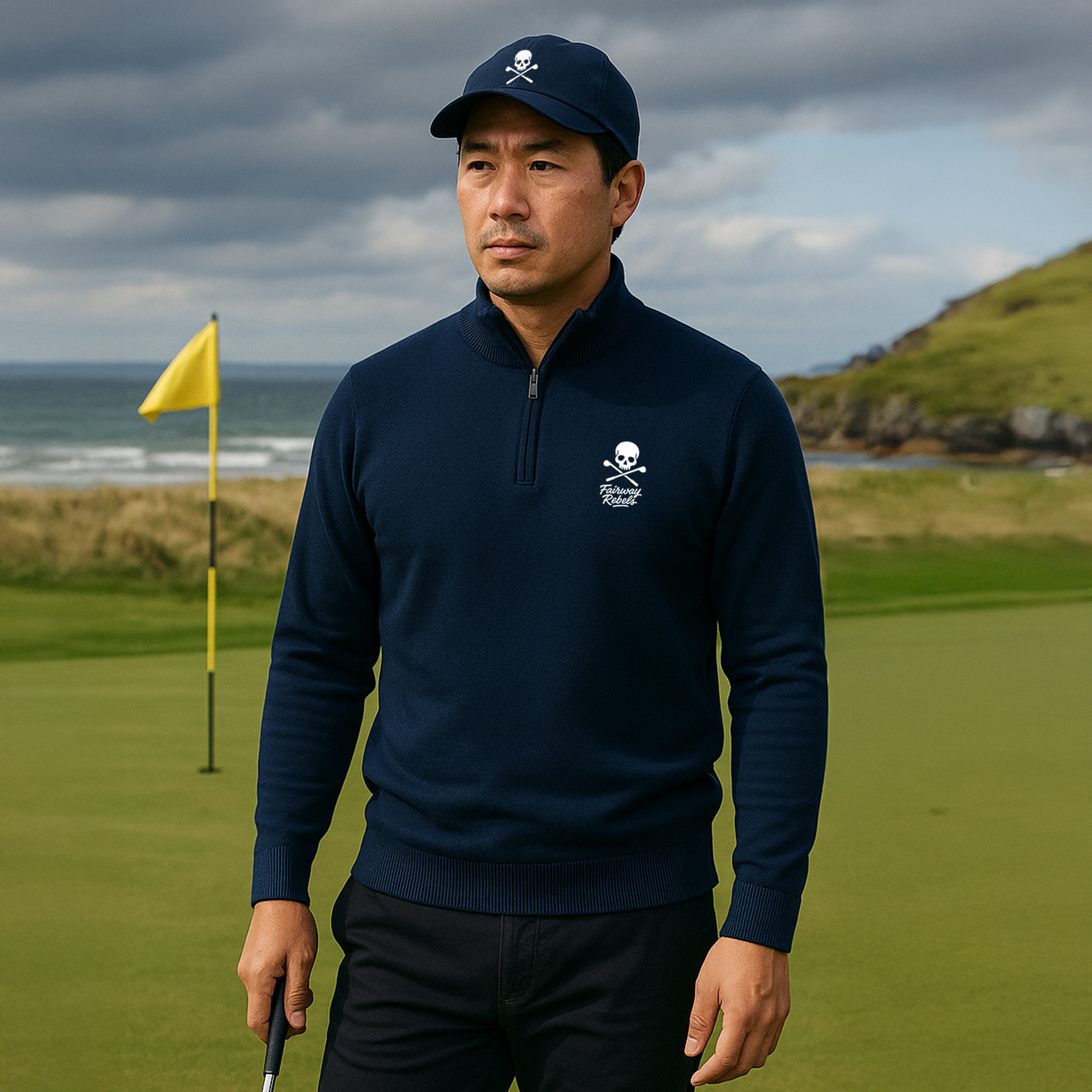 Pull 1/4 Zip Homme Bleu Marine - Fairway-Rebels - Fairway Rebels golf