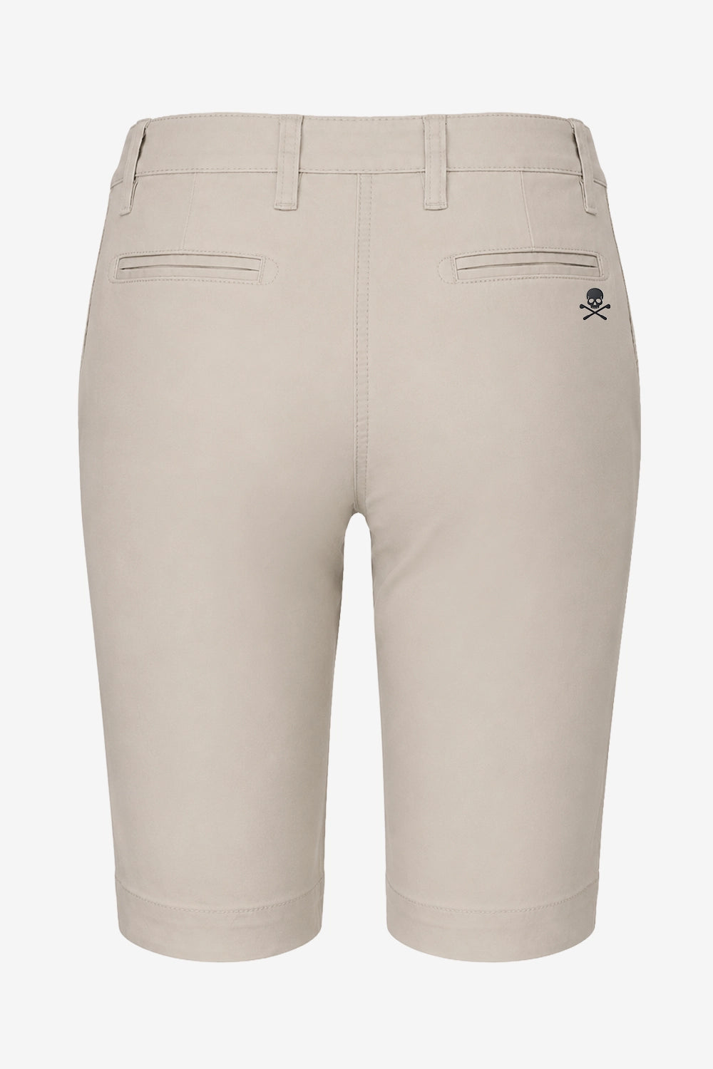 Bermuda chino pour femme beige clair, passants et poches sur l’avant