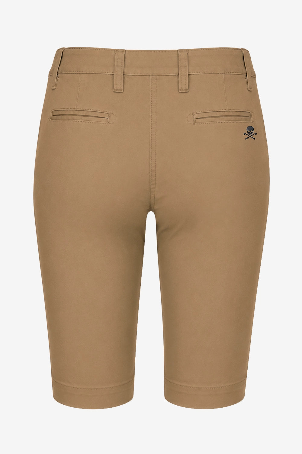 Bermuda chino pour femme beige/taupe, passants et poches sur l’avant