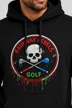 Sweat de golf à capuche noir avec grand logo crâne « Fairway Rebels Golf »