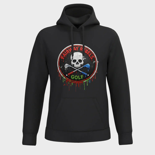 Sweat à capuche noir homme golf, logo tête de mort, manches longues, style urbain