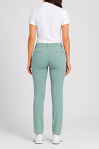 Pantalon chino de golf femme vert menthe, coupe droite, poches et passants