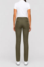 Pantalon chino de golf femme kaki foncé, vue arrière, taille travaillée