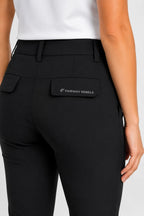 pantalon de golf déperlant noir : fermeture boutonnée, passants, logo FAIRWAY REBELS
