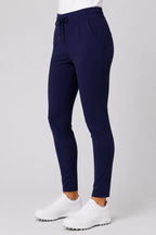 Pantalon de golf stretch femme bleu marine, bas de jambe près de la cheville