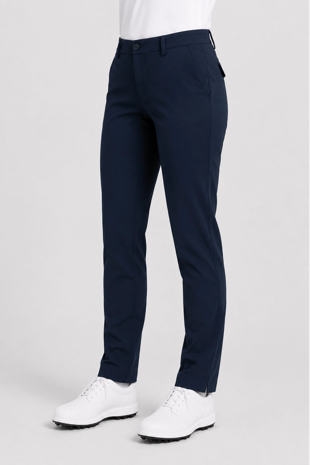 Pantalon de golf déperlant bleu marine homme, coupe droite, passants et poches sur le devant