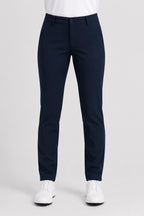 Pantalon de golf déperlant bleu marine homme, vue de face, jambes fuselées et ourlet