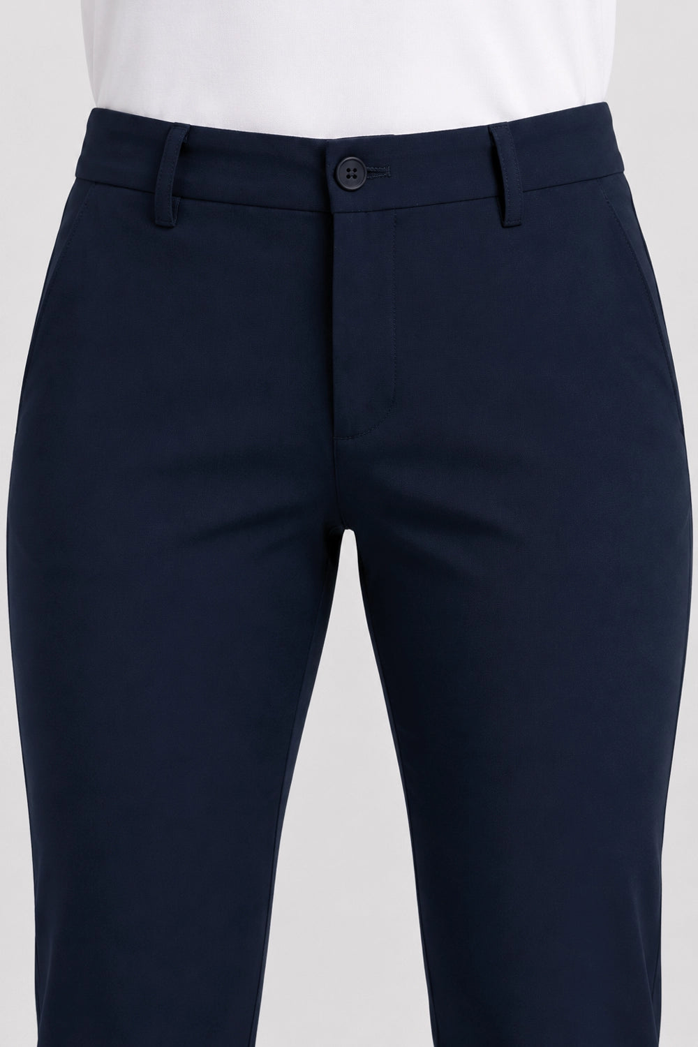 Pantalon de golf déperlant bleu marine homme, zoom ceinture avec bouton et passants
