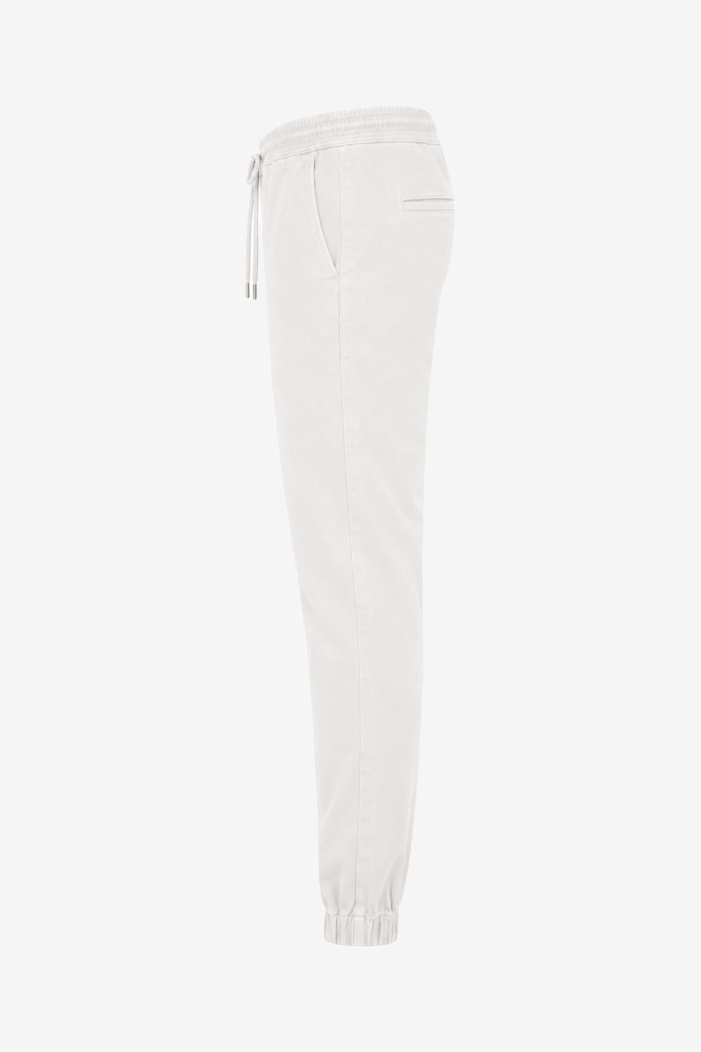 Pantalon de golf homme ivoire, jambe droite, cordon à la taille, bas resserré.