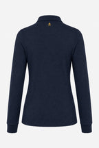 Polo manches longues bleu marine, vue dos, col avec patte boutonnée