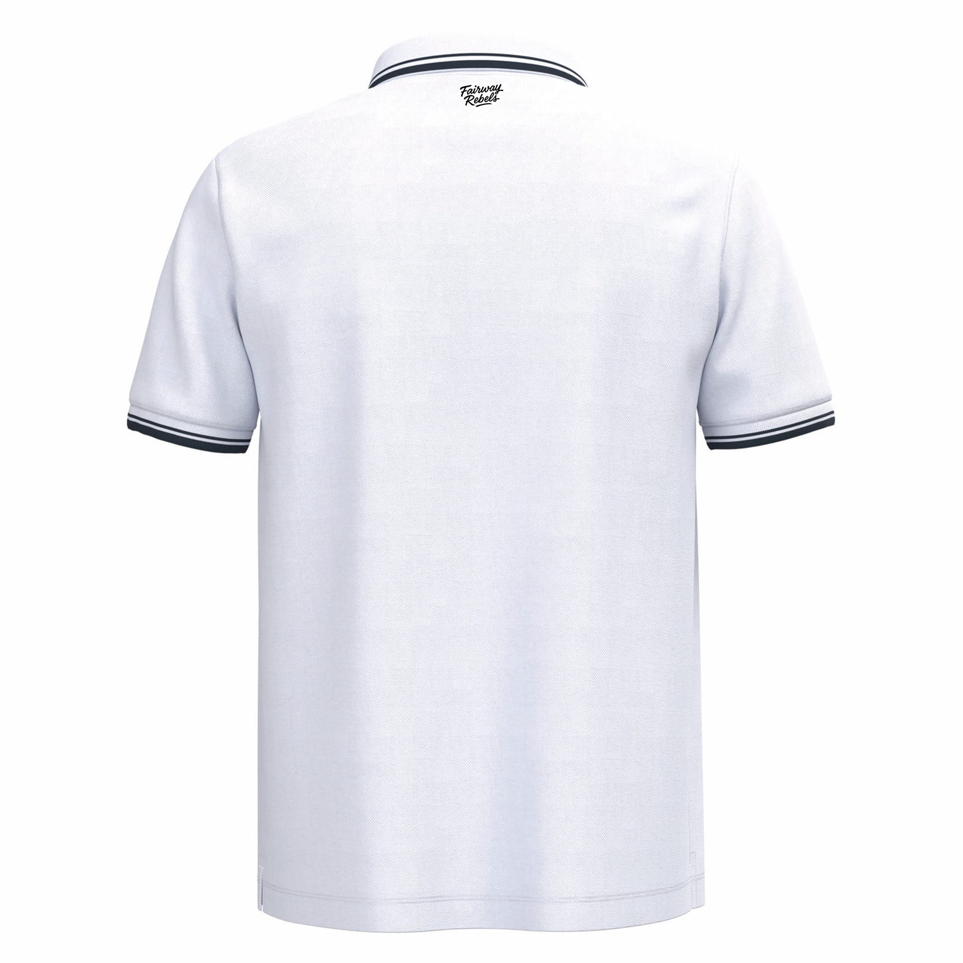 Polo golf homme Blanc liserés Bleu Marine - Fairway Rebels golf