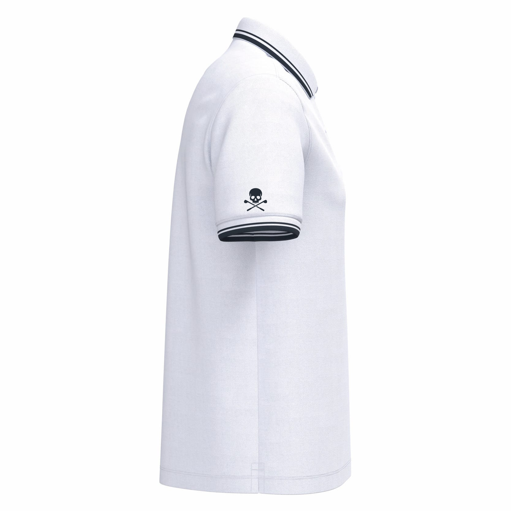 Polo golf homme Blanc liserés Bleu Marine - Fairway Rebels golf