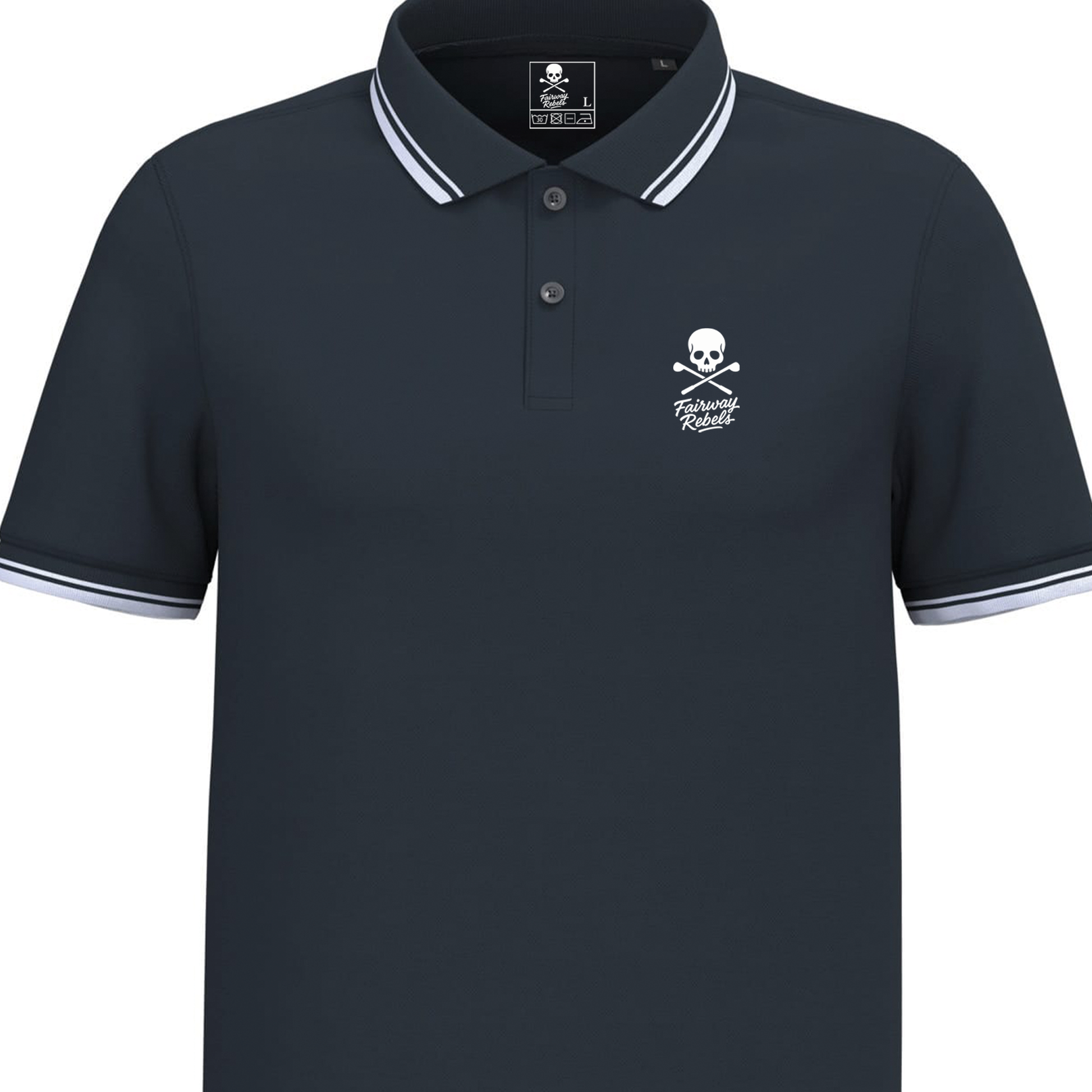 Polo golf homme Bleu Marine liserés Blanc - Fairway Rebels golf