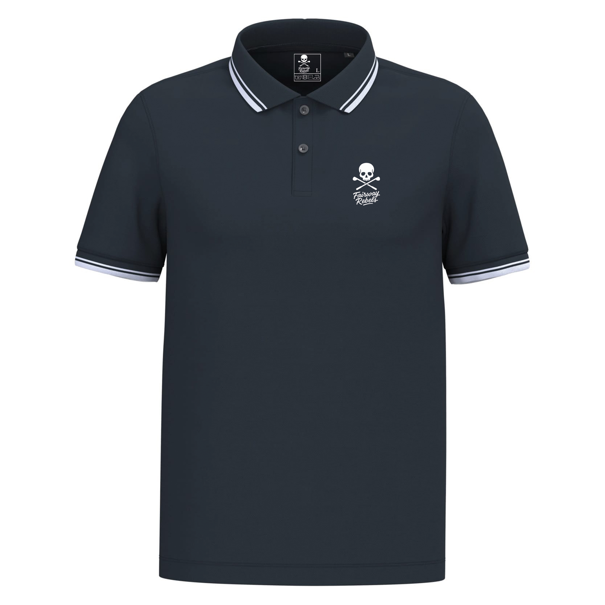 Polo golf homme Bleu Marine liserés Blanc - Fairway Rebels golf