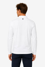 Polo de golf homme coton blanc à l’arrière, col avec logo, manches longues.