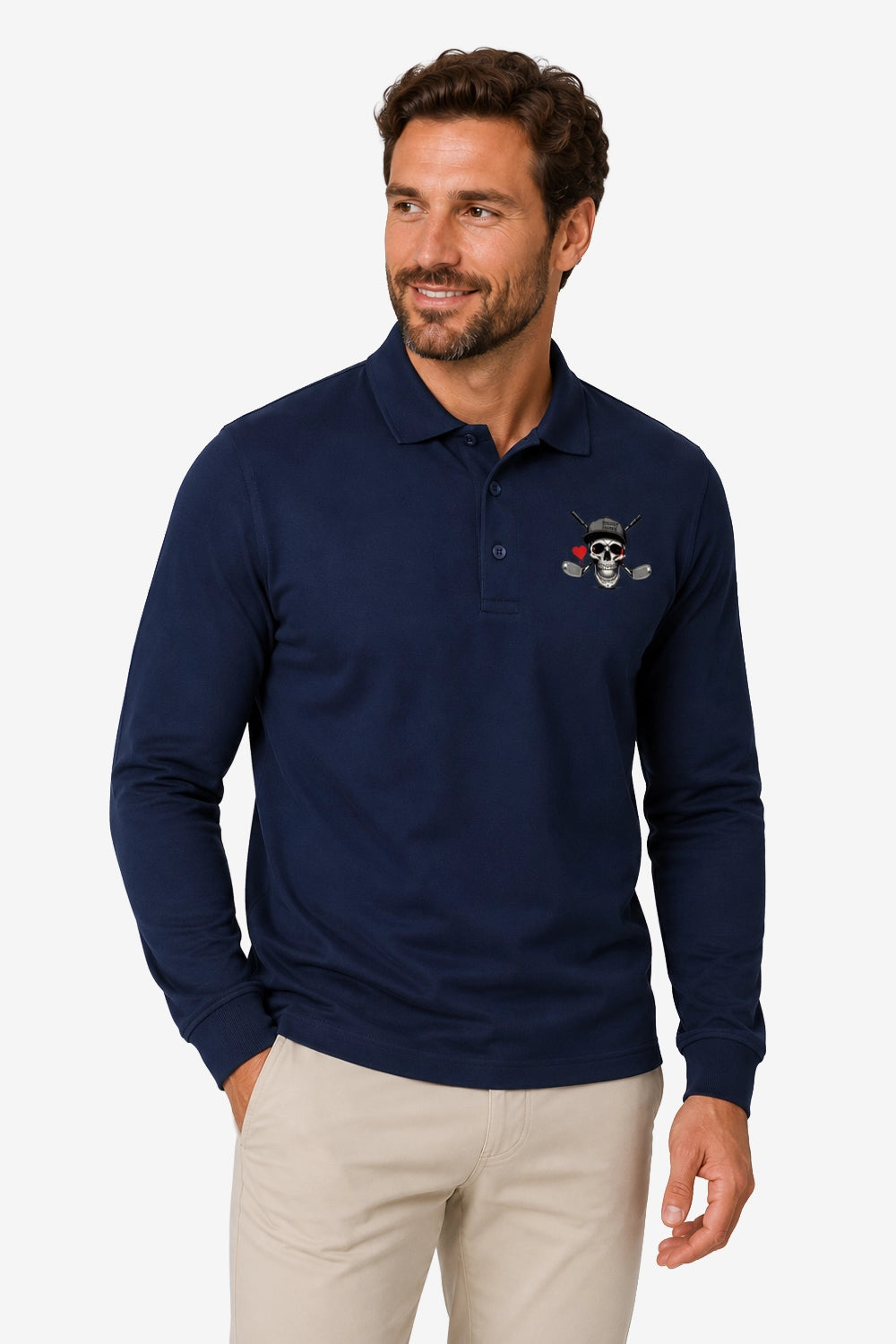 Men's long-sleeved golf polo shirt Heart