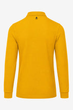 Polo manches longues en coton jaune, col polo et patte à boutons, logo poitrine