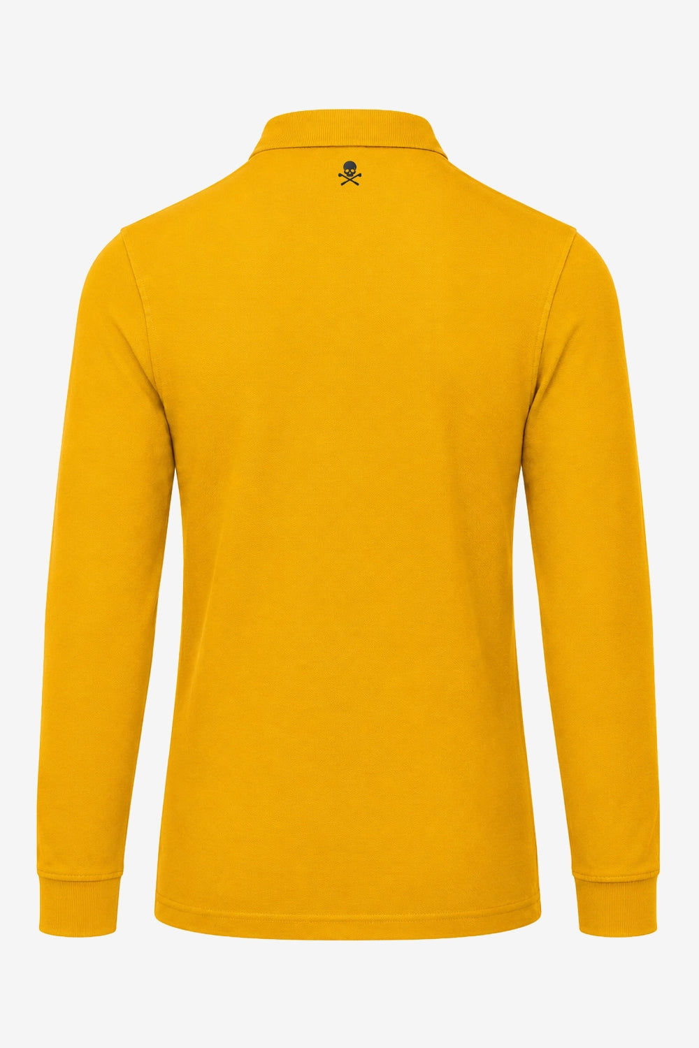 Polo manches longues en coton jaune, col polo et patte à boutons, logo poitrine