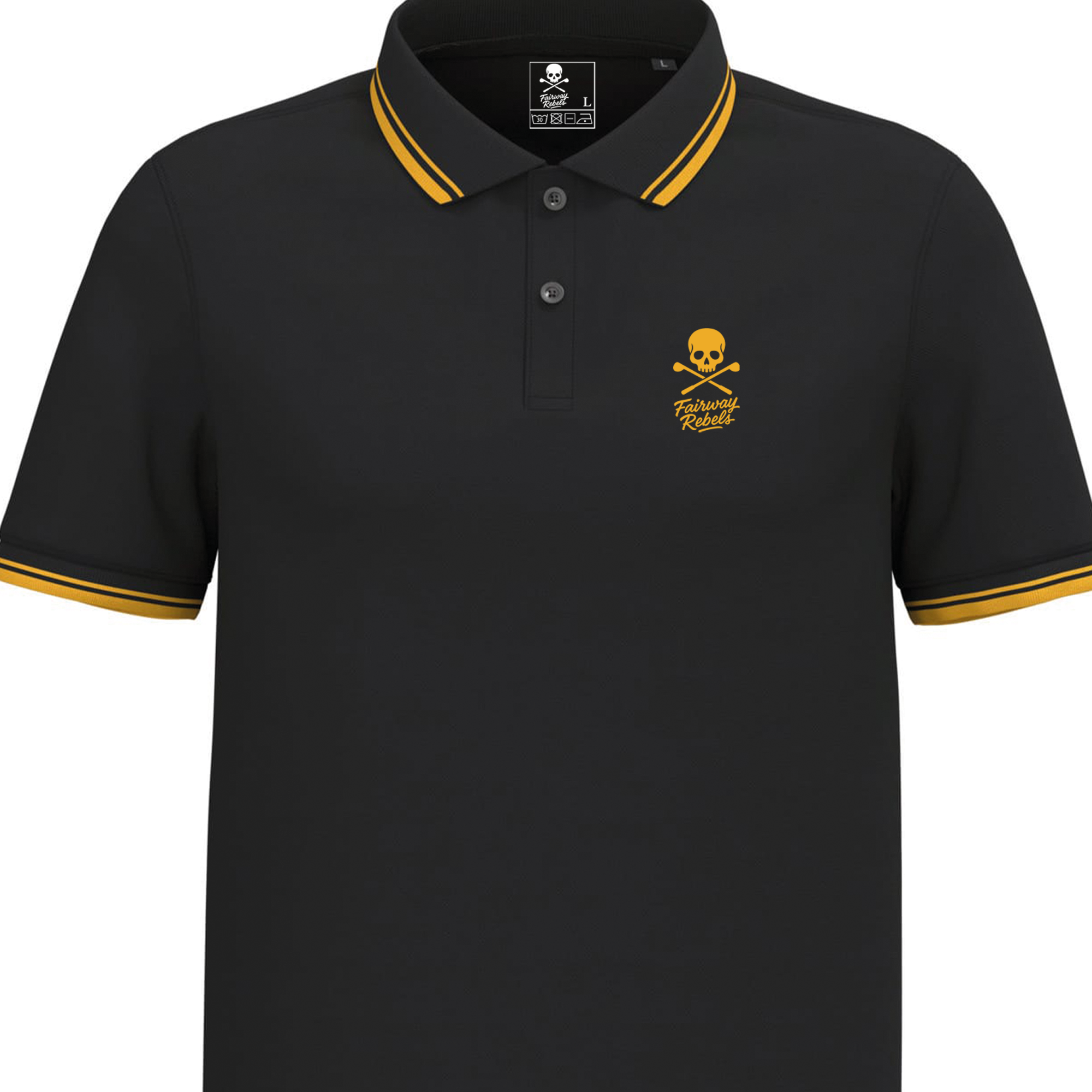 Polo golf homme Noir liserés Jaune - Fairway Rebels golf