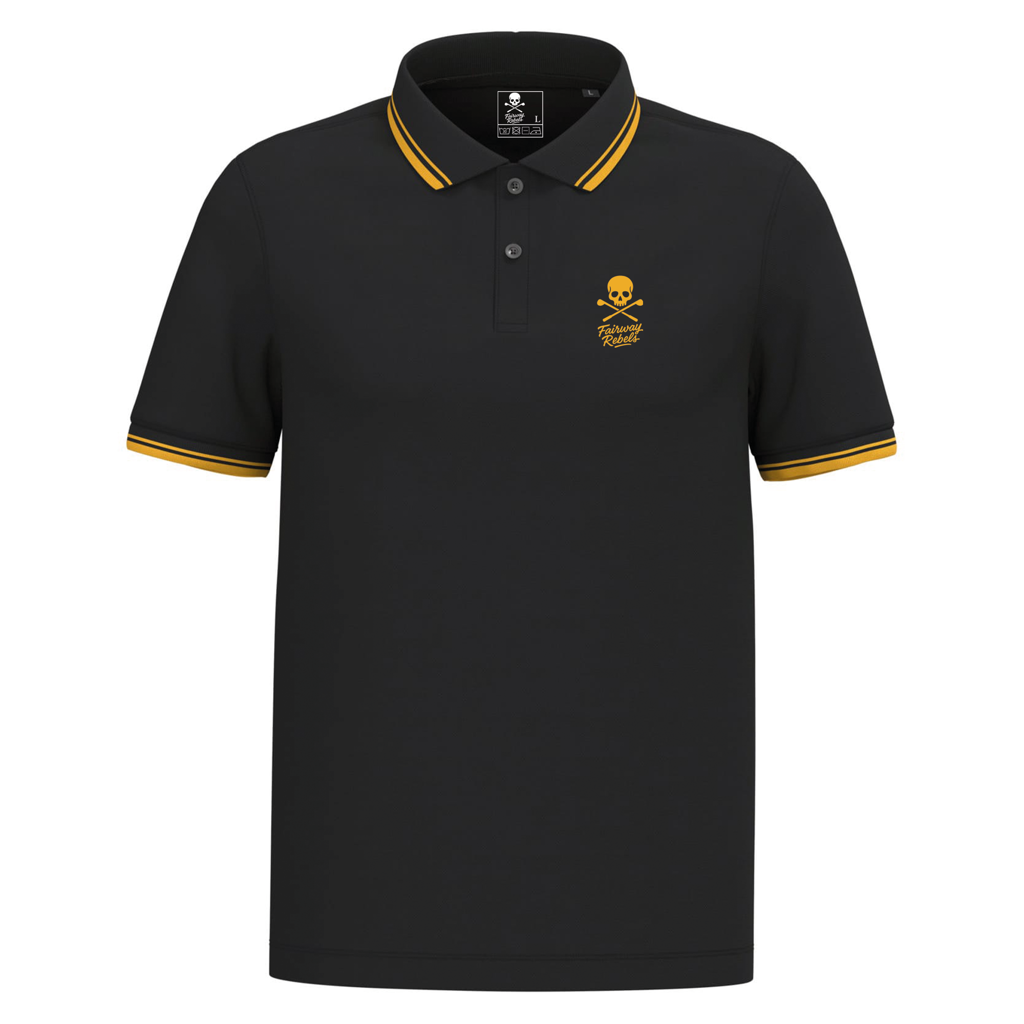 Polo golf homme Noir liserés Jaune - Fairway Rebels golf