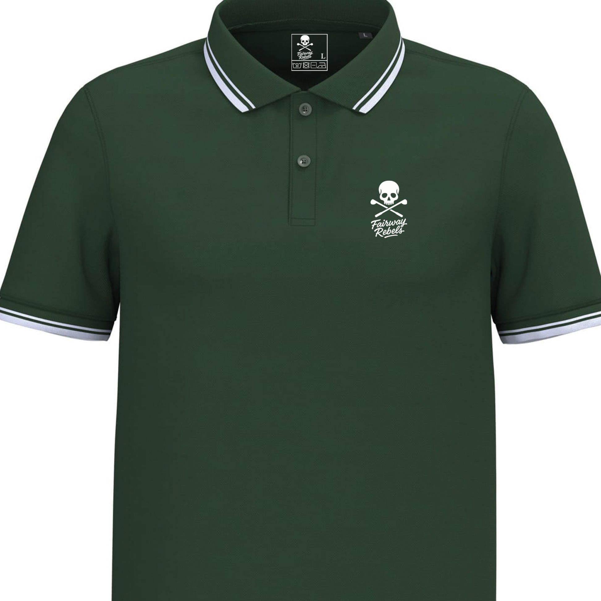Polo golf homme Vert liserés Blanc - Fairway Rebels golf