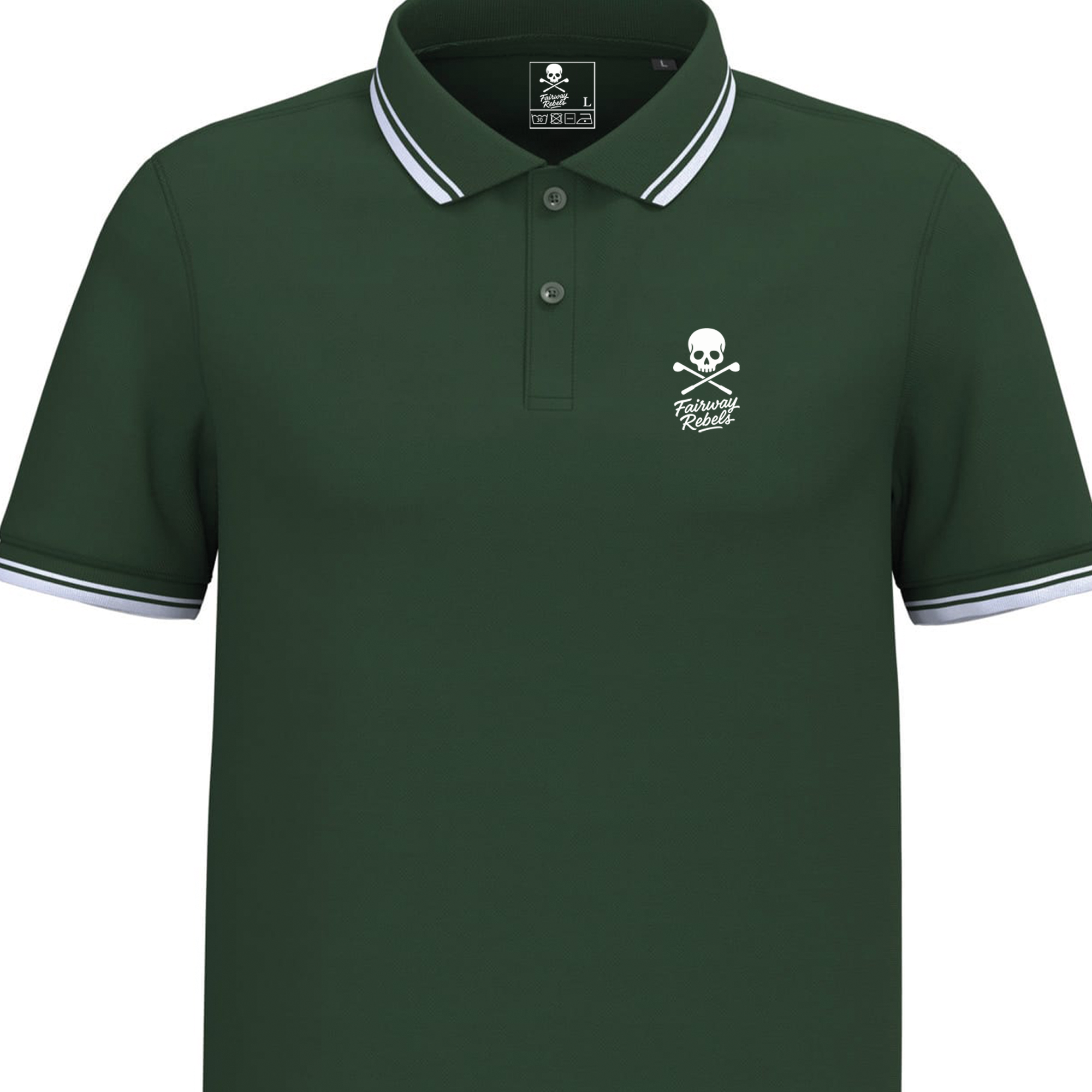 Polo golf homme Vert liserés Blanc - Fairway Rebels golf