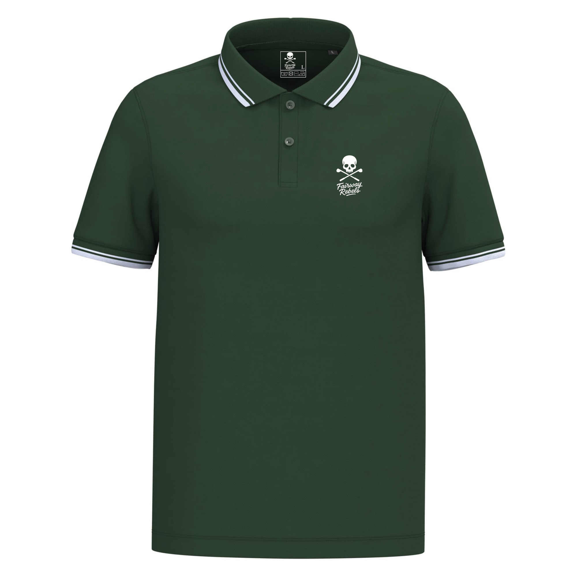 Polo golf homme Vert liserés Blanc - Fairway Rebels golf