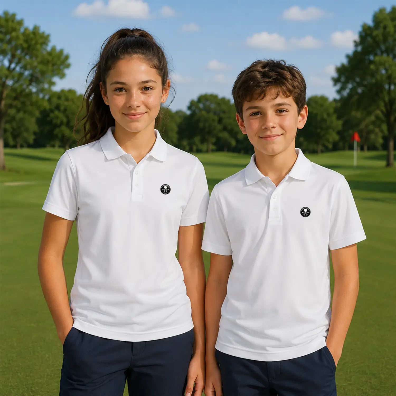 Technisches Golf-Polo für Kinder, Weiß