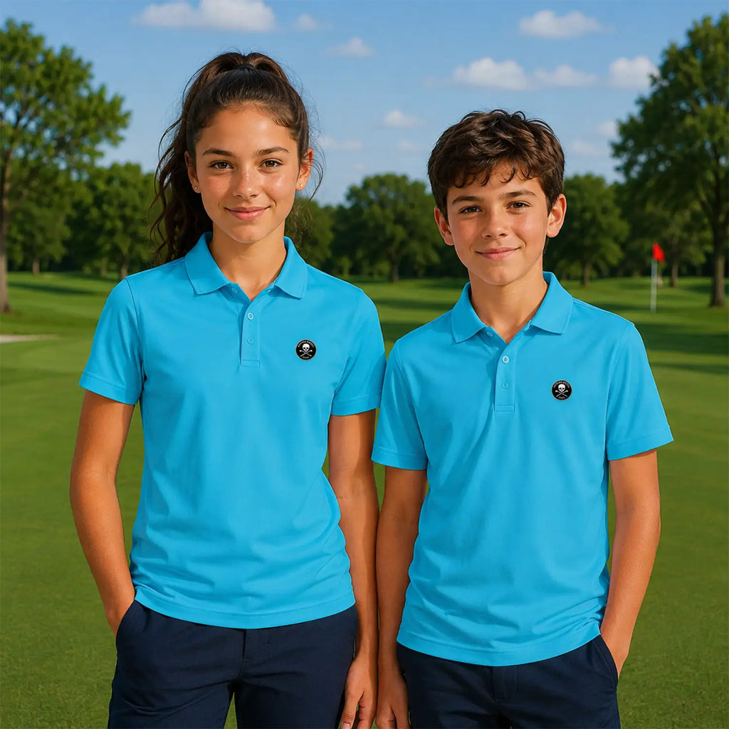 Technisches Golf-Polo für Kinder Himmelblau