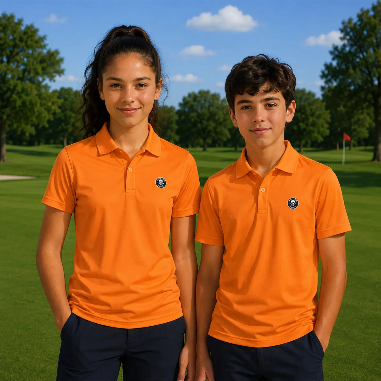 Technisches Golf-Polo für Kinder, Orange