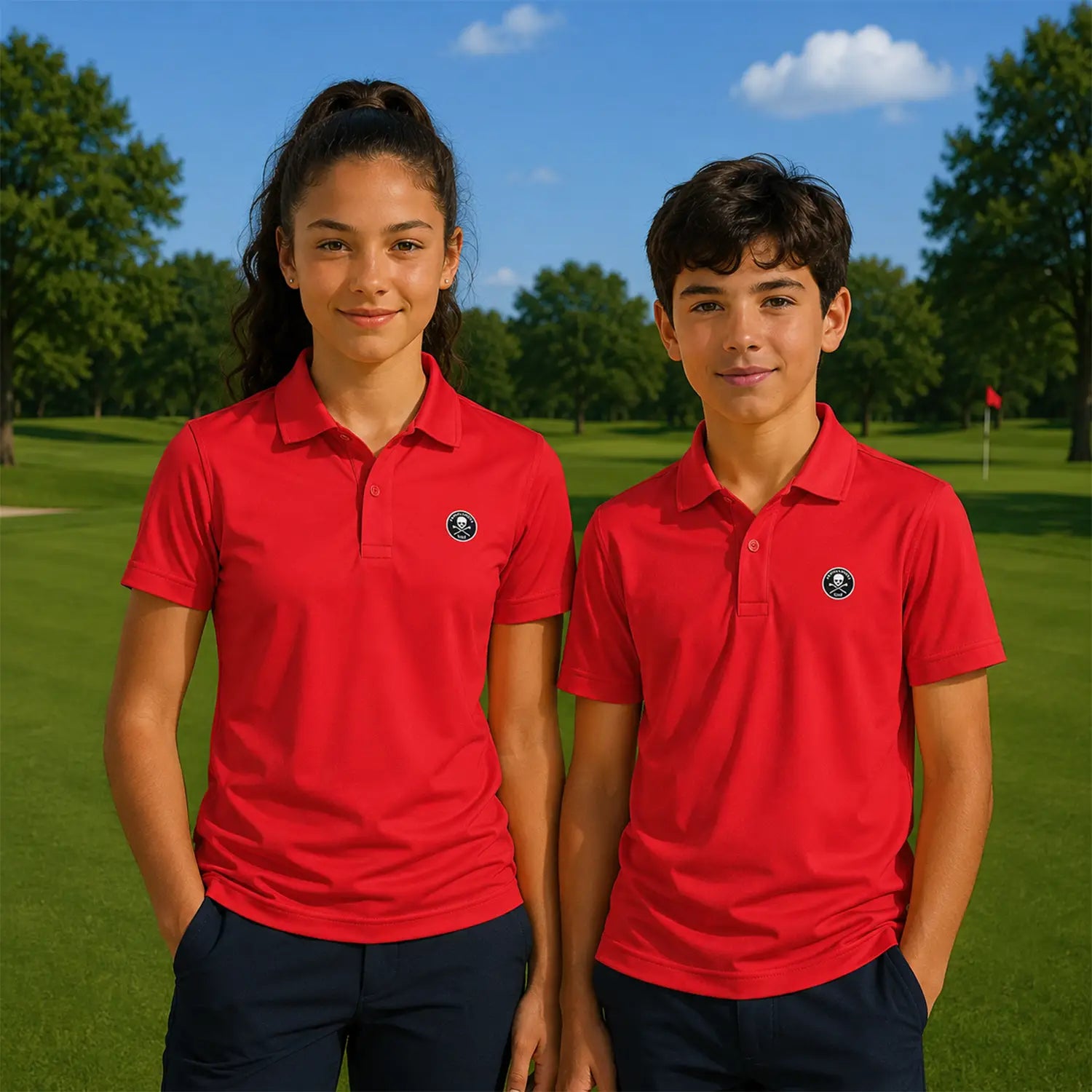 Technisches Golfpolo für Kinder, rot