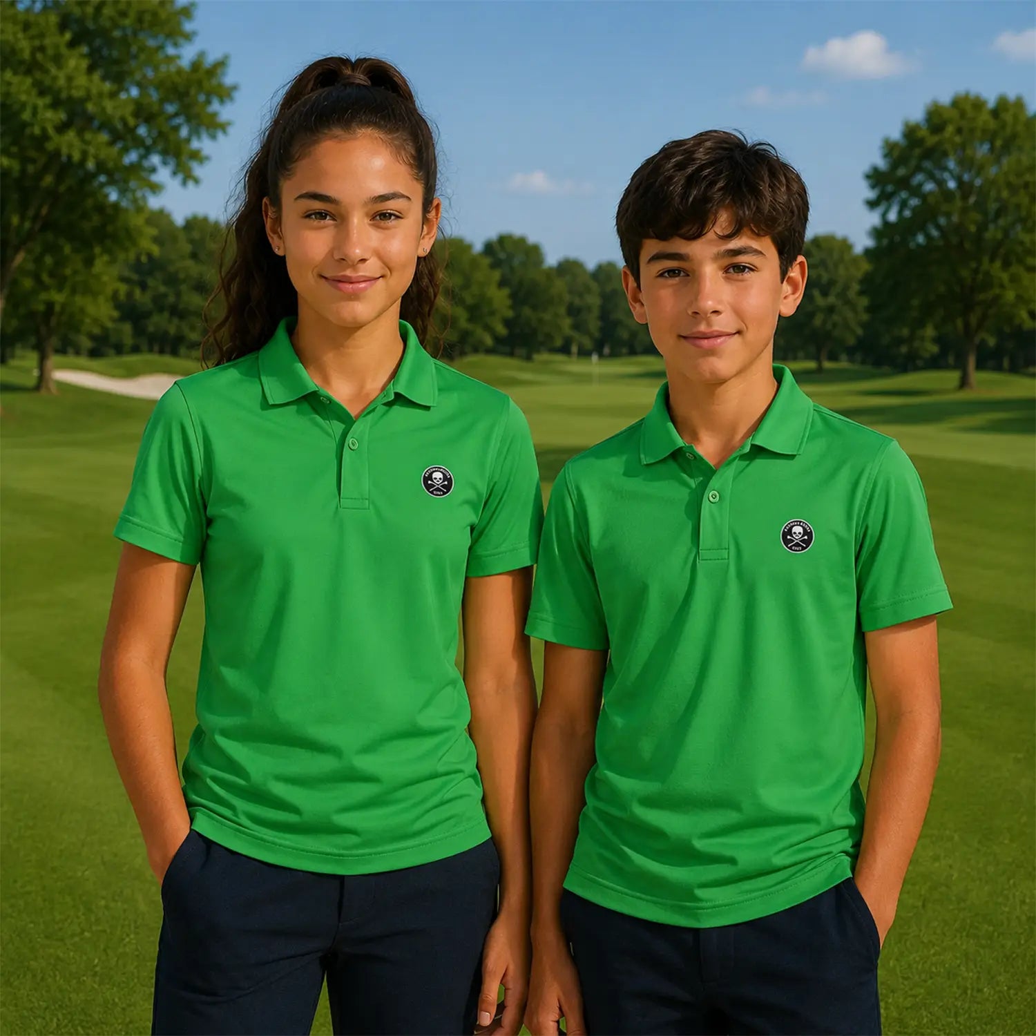 Technisches Golfpolo für Kinder, Grün