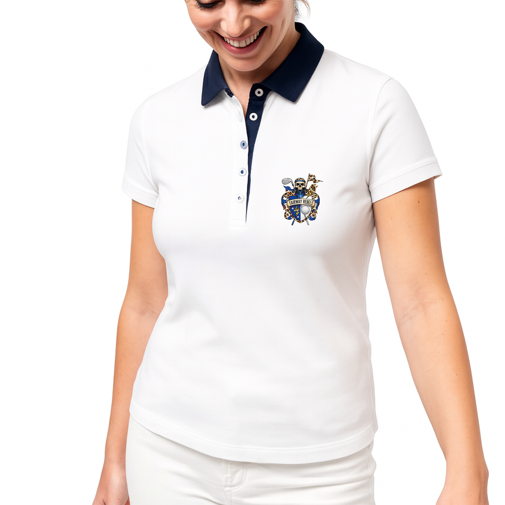 Polo Golf Femme BLASON Blanc Fairway Rebels - Fairway Rebels golf