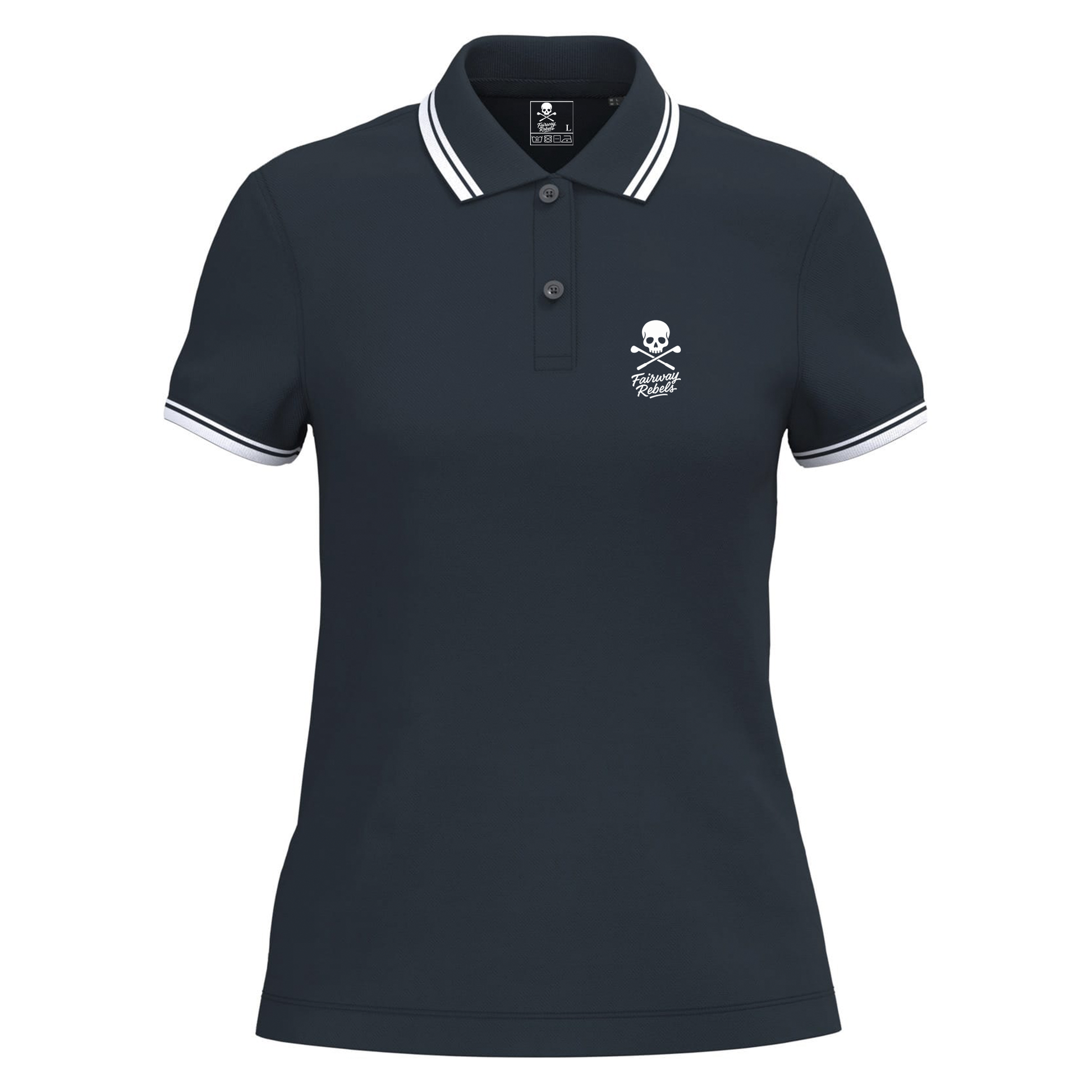 Polo de golf Femme Bleu Marine Liserés Blanc - Fairway Rebels golf
