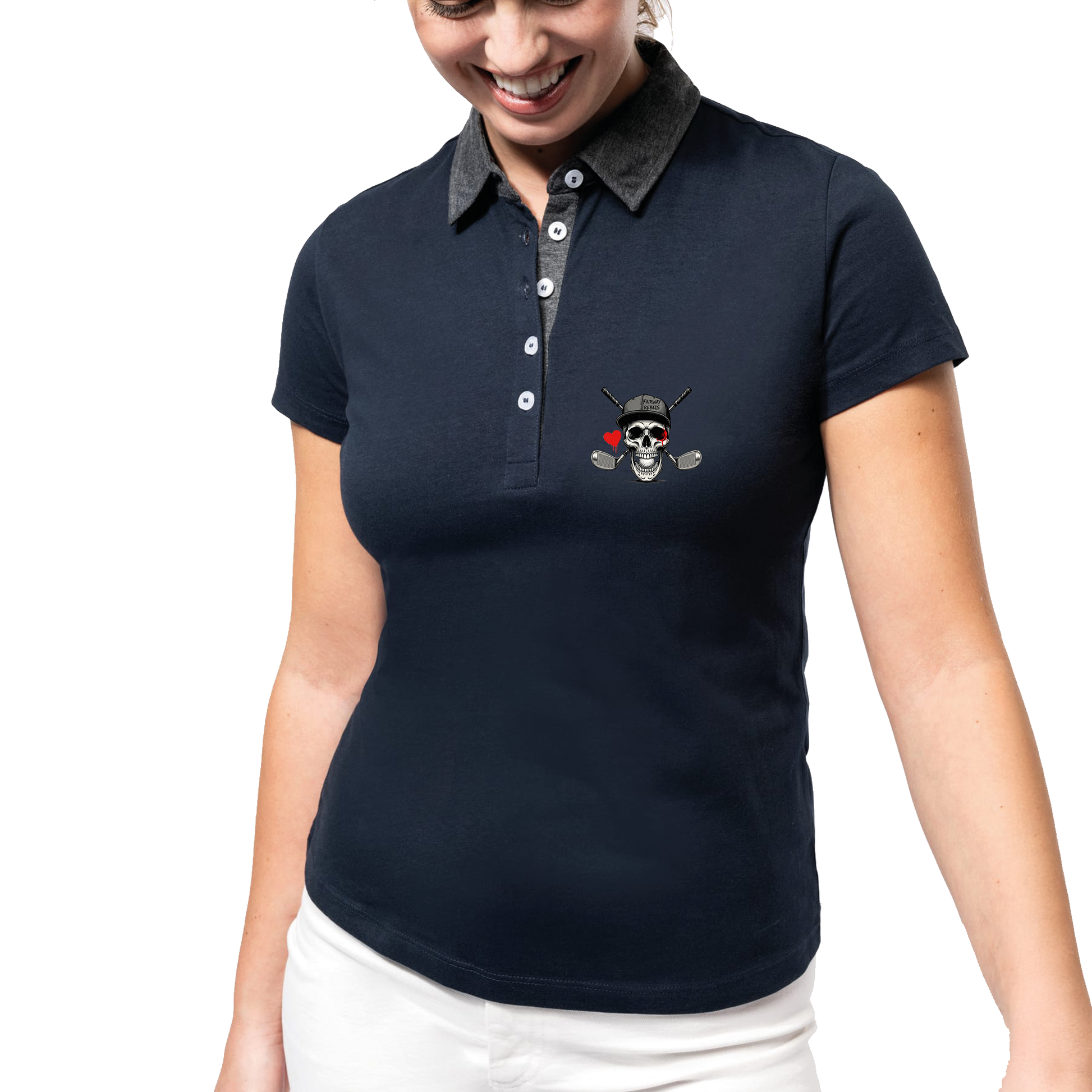 Polo Golf femme  HEART Bleu Marine Fairway Rebels - Fairway Rebels golf