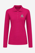 Polo manches longues fuchsia, col rigide et patte boutonnée, logo «Fairy Rebels» poitrine