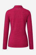 Polo manches longues coton fuchsia, vue dos, col boutonné discret