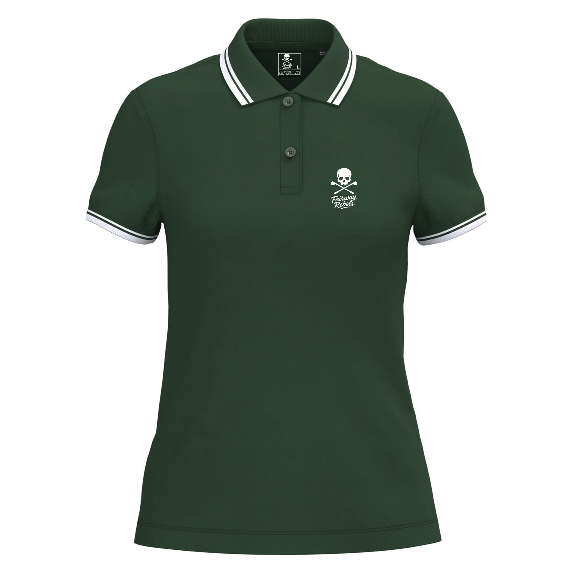 Polo de golf Femme Vert Liserés Blanc - Fairway Rebels golf